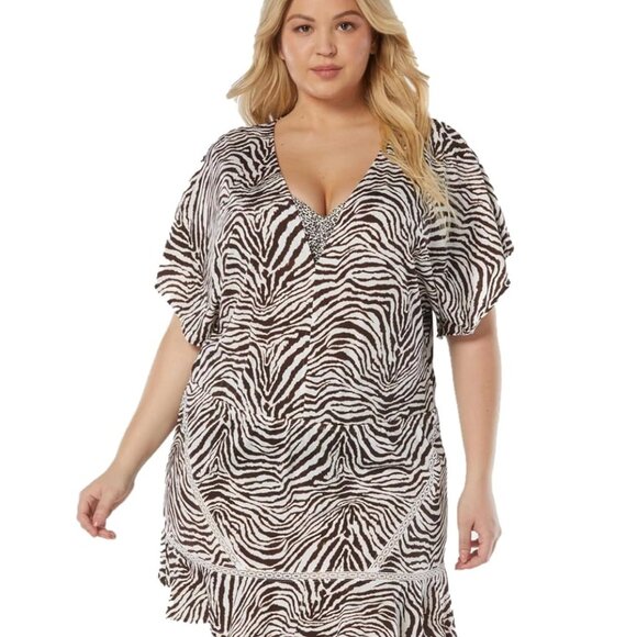NWT Coco Reef Women's Adorn Cover Up Beach Dress Zebra Size M $120 LLL515 - Picture 1 of 3